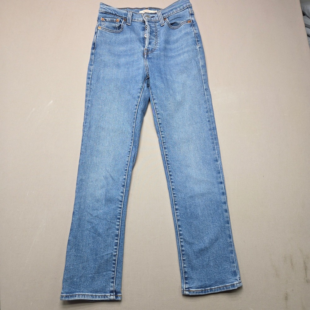 Levi's Wedgie Straight Jeans High Rise Button Fly Blue Women 26x28 34964-0130